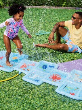 Kids Hopscotch Water Sprinkler Splash Pad Outdoor Backyard Summer Toy 7FT Fun